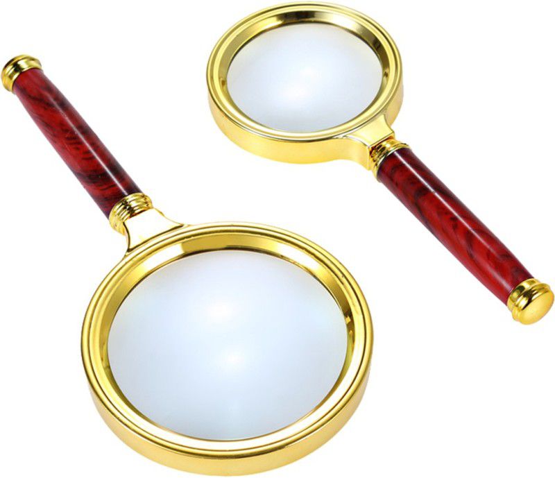 StealODeal Retro Style Metal 70mm and 80mm 10X Magnifying Glass  (Maroon, Gold)