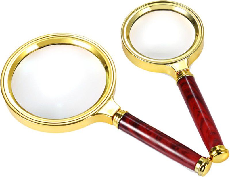 StealODeal Retro Style Metal 60mm and 70mm 10X Magnifying Glass  (Maroon, Gold)