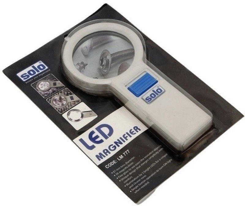 Solo Led Magnifier 3 X Magnifying Glass  (White)