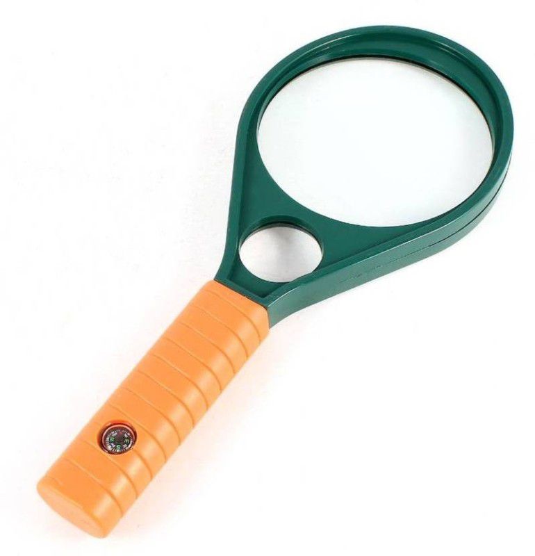 Sukot Optical Lens Magnifier 4x :: 6x Magnification 65 mm Double Lens Magnifying Glass  (Green & Orange)