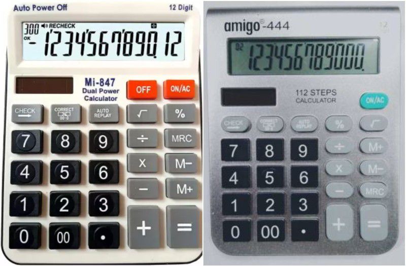Amigo Stylish Calculator Combo of 847 and 444N With Soft Keys Amigo 847 and 444N Basic Calculator  (12 Digit)