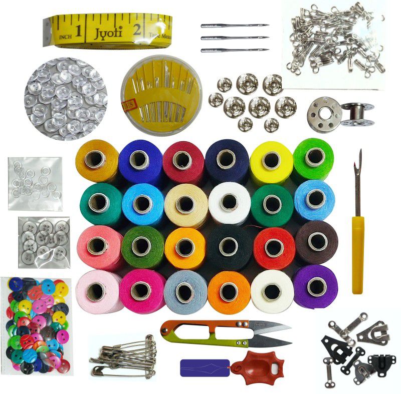 boss poly 2 Ply 24 Pcs Sewing Thread With Tailoring Accessories Sewing Kit