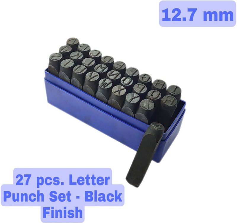 Luxuro Letter Punch Set, 1/2 Inches-12.7 mm (Carbon Steel)|27 Stamps Letter Punch Punches & Punching Machines  (Set Of 27, Black)