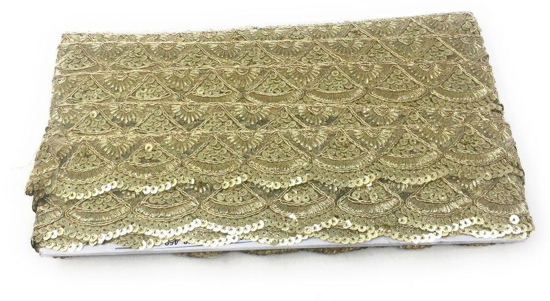 Inhika Women's Heavy Lace Border for Saree Decoration Trim, Embroidered Sequins (3 - 3.5 cm wide, 9 meter long, Organza Material) Lace Reel  (Pack of 1)