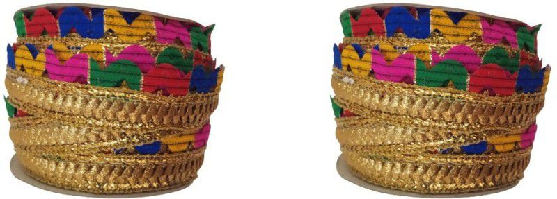 Kanha Combo of 2 laces for suit / saree / Lahnga / Kurta / Chunni etc 18 M each Lace Reel  (Pack of 2)
