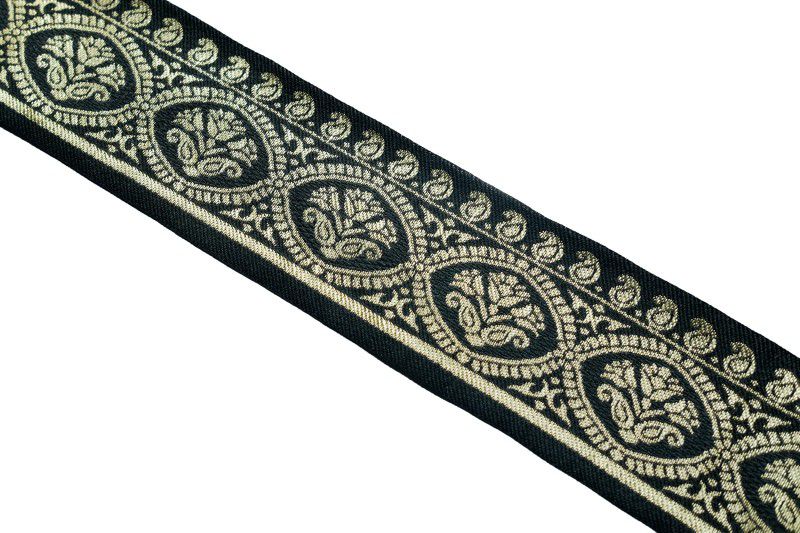 ROSHWANA Women's Saree Border Lace Black Flora; Self Design Jacquard Woven 9 Meter Lace Reel  (Pack of 1)