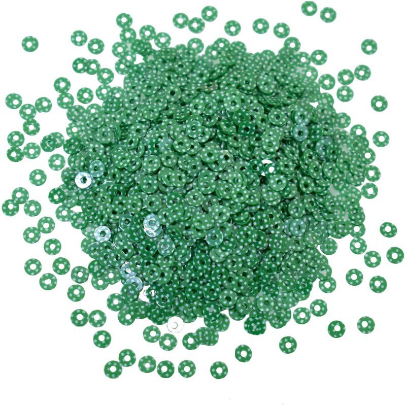 Embroiderymaterial 3MM Green Round Polka Dot Pattern Centre Hole Sequins  (50 g)