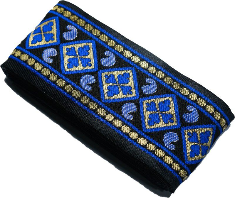ROSHWANA Women's Saree Border Lace Black Royal Blue Self Design Jacquard Woven 9 Meter Lace Reel  (Pack of 1)