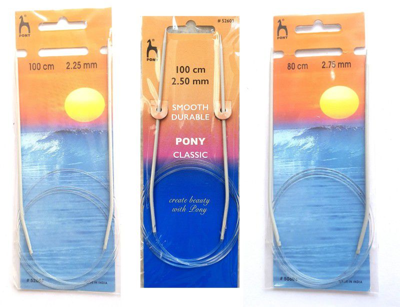 Artonezt Pony Circular Knitting Needle (Set of 3) Size No. 2.25 mm, 2.50mm, 2.75mm Knitting Pin  (Pack of 3)