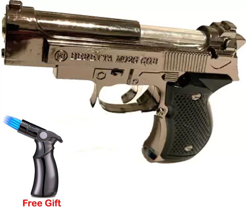 Ala Flame FIRST Mini Pistol Gun Lighter Beretta M92G Gun Shaped Jet Flame Cigarette Lighter Pocket Lighter Pocket Lighter  (Multicolor)
