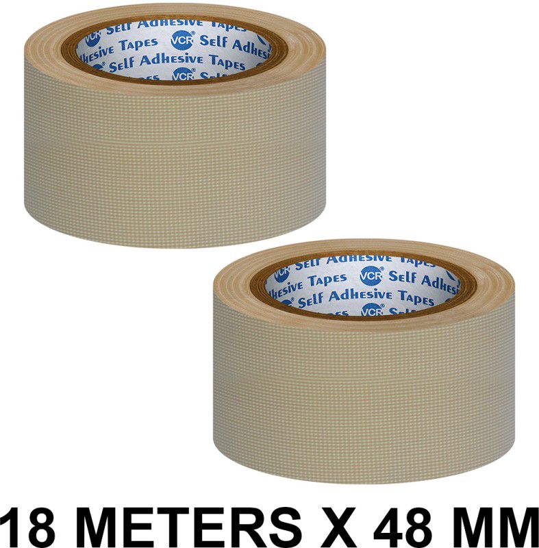 VCR Brown Duct Tape - 18 Meters in Length 48mm / 2" Width - 2 Rolls Per Pack Strong Book Binding Tape - Waterproof Heavy Duty Duct Tape Brown Duct Tape (Manual)  (Set of 2, Brown)