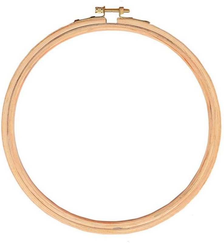 nimi creation 6 inches of wooden embroidery hoop ring frame 5 ply brass screw (golden color) pack of 1 Embroidery Frame  (Pack of 1)