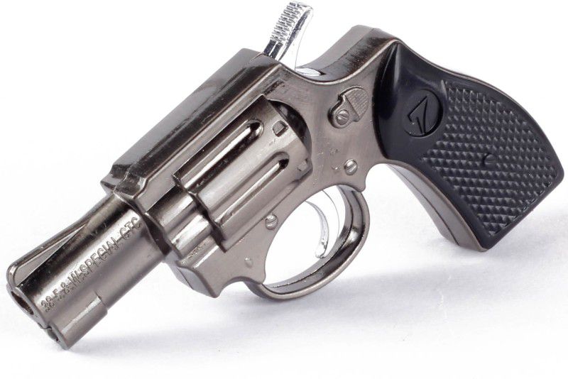 ASRAW Refillable Miniature Hand Gun Pistol Shaped Windproof Lighter with LED Light - Mini Gun Jet Flame Lighter Pocket Lighter  (Grey)