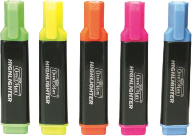 Soni Officemate Highlighter -Pack of 5 (PVC Pouch)  (Set of 1, Multicolor)