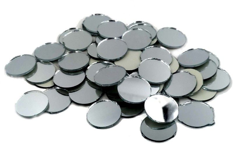 CLOUDED HOBBIES 26MM GLASS MIRRIOR FOR CRAFT , DÉCOR & EMBROIDERY Grey Sequins  (100 g)