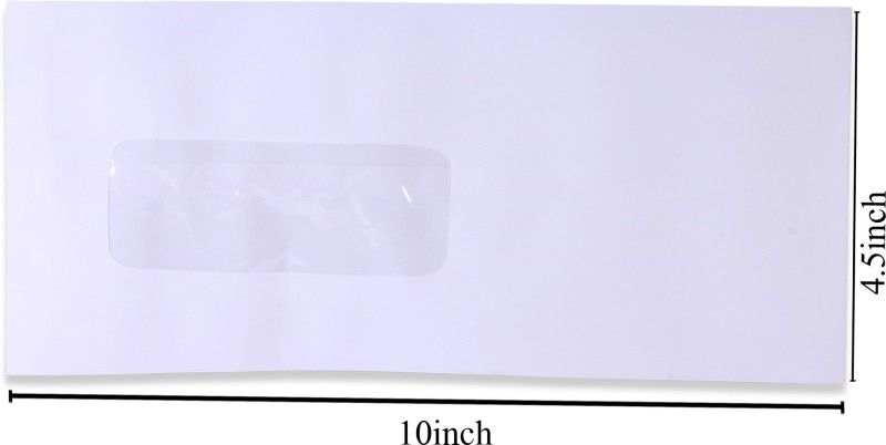 SUNPACKERS WHITE Window Envelope Cheque Size, 4.5 x 10 Inch, 100 Gsm Envelopes for Courier Envelopes  (Pack of 50 White)