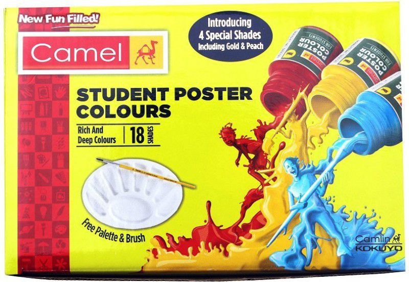 anand traders STUDENT POSTER COLOR |10ML| SHADE - 24 || MULTICOLOR  (Set of 18, Multicolor)