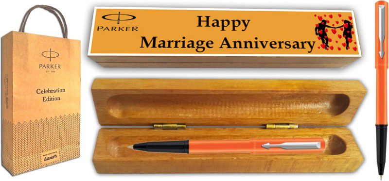 PARKER Beta Neo Orange Ball Pen With Wooden Happy Marriage Anniversary Gift Box Pen Gift Set  (Blue)