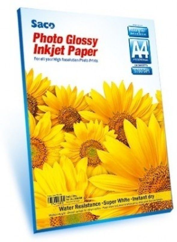 Saco A4-130 GSM Photo Glossy Paper - 50 Sheets Unruled A4 130 gsm Inkjet Paper  (Set of 50, White)