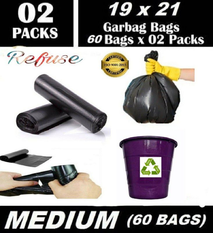 Refuse 19X21 inch, Biodegradable Garbage bag, Medium size (60-Pcs) Medium 15 L Garbage Bag  (60Bag )
