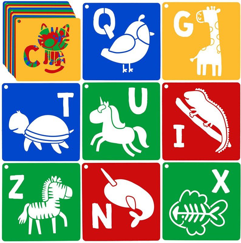 DEQUERA Stencils Gift Idea for Boys Girls, Learning Tools for Toddlers and Preschooler Wall, Paint Wooden Signs, Thanksgiving, DIY Home Yard Décor Stencil  (Pack of 1, Larger Letter Stencil)