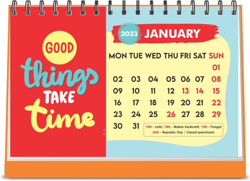 ESCAPER A5 Size Good Things Motivational Desk Calendar for uses offices 2023 Table Calendar  (Multicolor, Motivation)