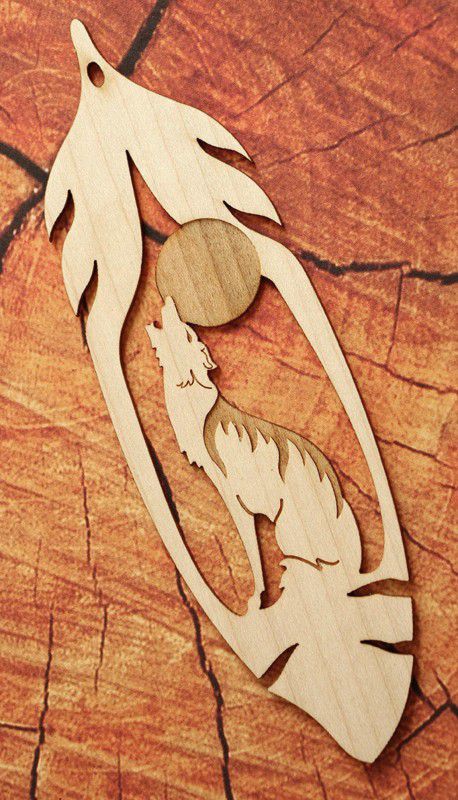 Devna Howling Wolf Feather Paper back Wooden Bookmark Bookmark  (Howling Wolf Feather, Beige)