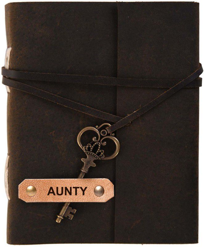 Rjkart AUNTY embossed Leather Cover Diary With Key Lock A5 Diary Unruled 200 Pages  (Brown)