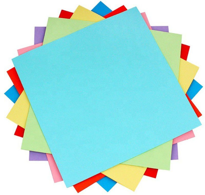 SHARMA BUSINESS Squere Origami Paper Set of 100 Paper Size 15x15cm Double Side Rich Color Plain 15x15cm 90 gsm Coloured Paper  (Set of 100, Multicolor)
