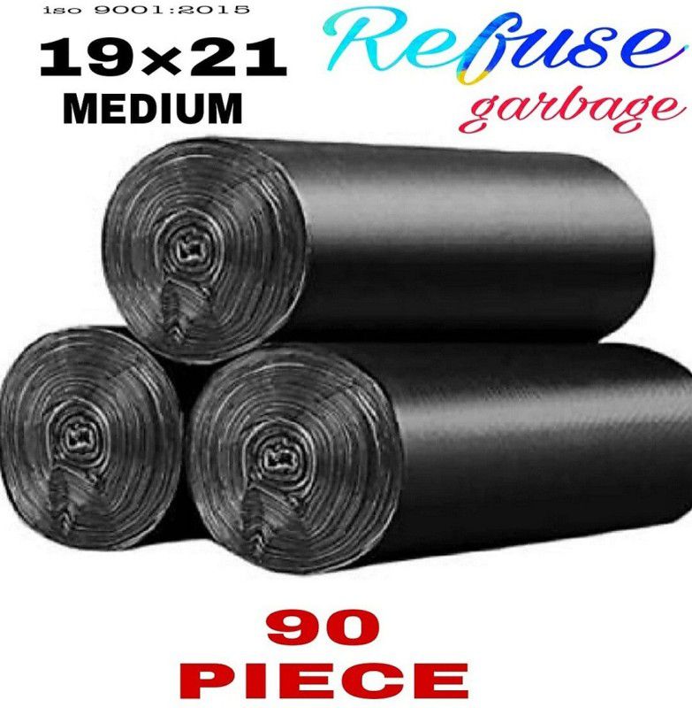 Refuse Biodegradable garbage bag- 19X21 inch, Medium, Black (Pack of 3) Medium 15 L Garbage Bag  (90Bag )