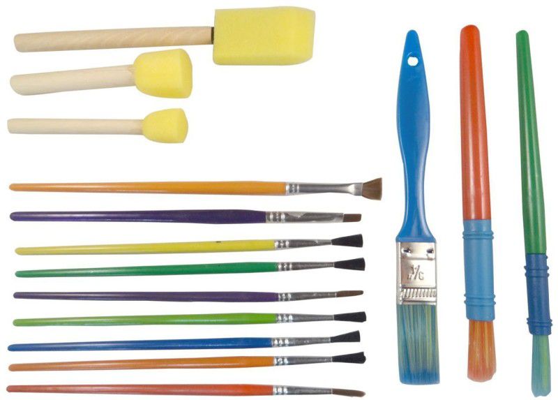 FRKB 15pc Bristle Brushes & Foam Brushes Painting  (Multicolor)