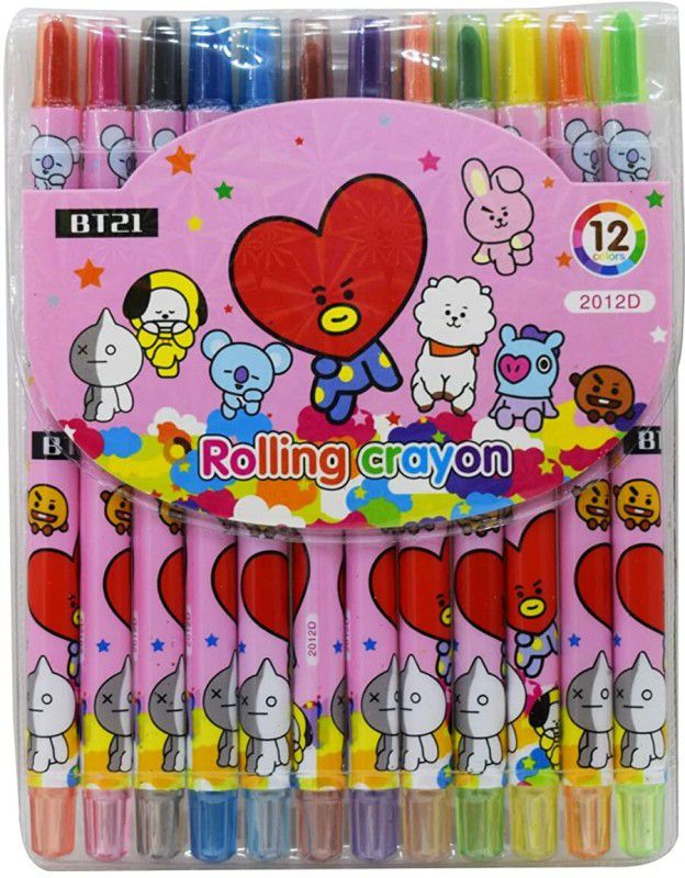 Auvella BTS BT21 Rolling Crayons Twistable Crayons Birthday Return Gift for Kids  (Multicolor)