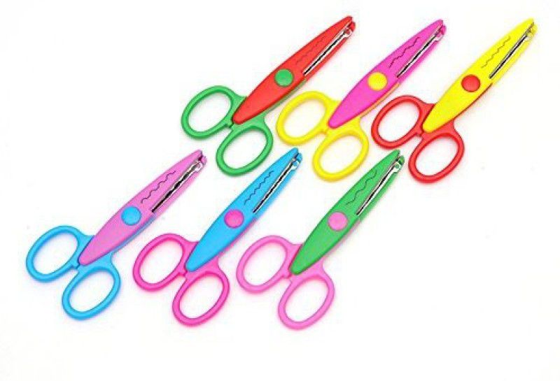 R H lifestyle Art and Craft Zig zag Paper Shaper Scissor Set of 6 Scissors  (Set of 6, Multicolor)