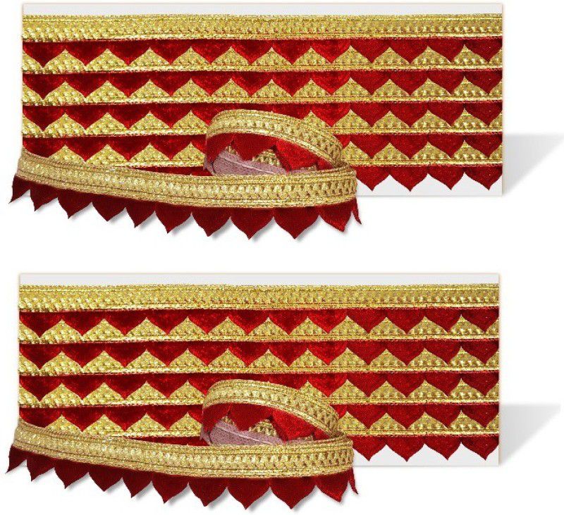 Adhvik Pack of 2 (18 Mtr & Width:2cm) Triangular Velvet Gota Patti Trim Border (Maroon) for Anarkali Suit, Dupatta, Bridal Dresses, Neck Design, Saree, Lehenga, Palazzo Lace Reel  (Pack of 2)