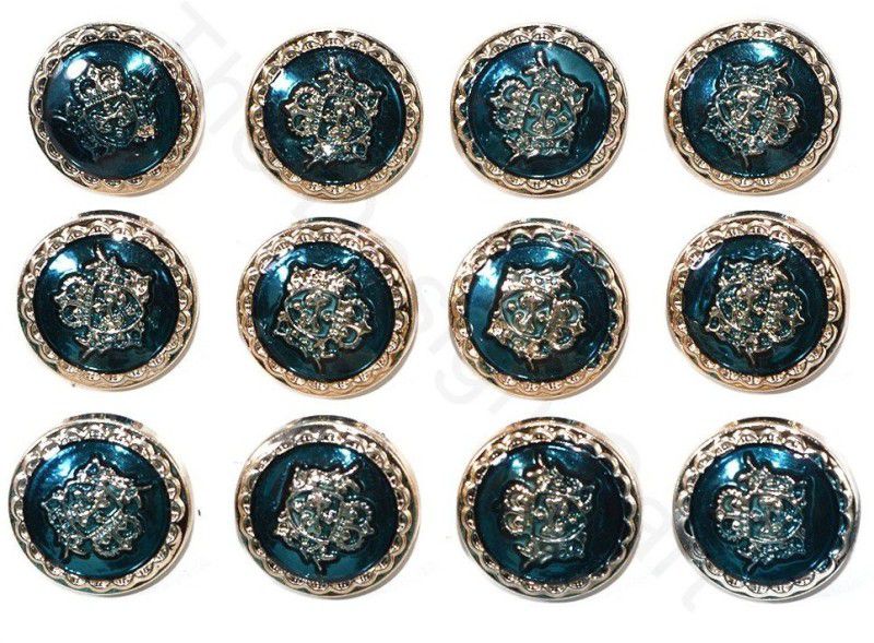 The Design Cart Turquoise Size-32L / 20 mm / 0.81 inches Acrylic Buttons  (Pack of 12)