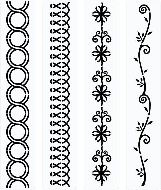 IVANA'S 4 Pieces Line Quilting Stencil Kit Sewing Stencils Flower Reusable Mylar Templat e Stencils for Sewing on Fabric Quilt Clothes Art & Craft Stencils Stencil  (Pack of 4, Art & Craft Paitning Stencil)