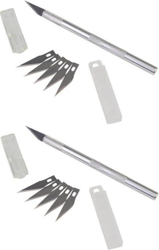 Artfinesse 2 Metal Grip Hand-held Paper Cutter  (Set Of 2, Silver)