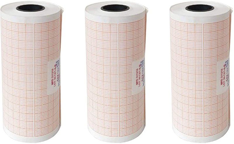 Festa ECG PAPER PAPER 80mm X 20 mtr 60 gsm Thermal Paper  (Set of 3, Red)