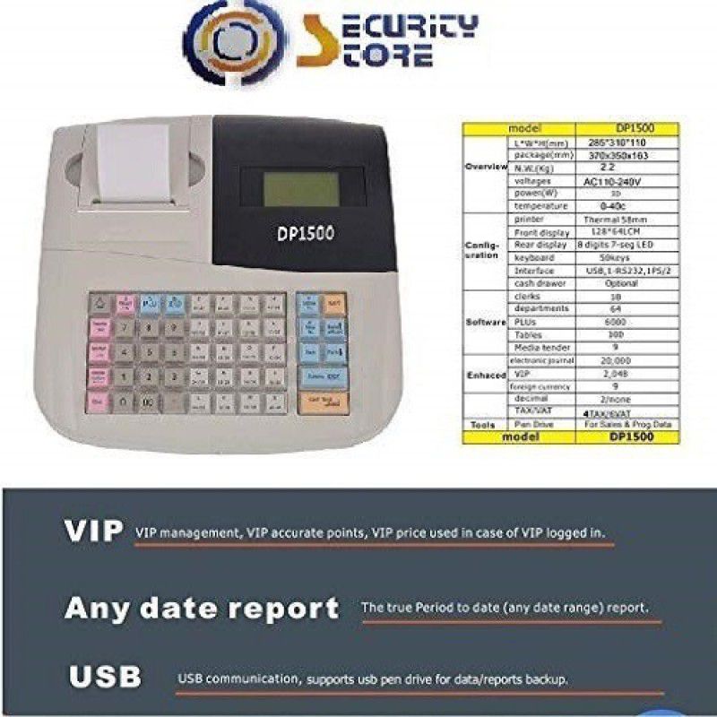 Security Store cash register billing machine 6000 item capacity Table Top Cash Register  (LED Screen)