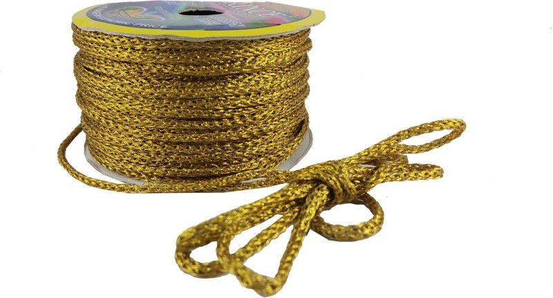 Uniqon CWG0089 Dark Golden (18 Mtr) Resham Zari Twisted Thread/dori Lace for Sewing, Bead Art, Piping, Apparels, Wrapping, Handicrafts and Craft Diy Projects. Lace Reel  (Pack of 1)