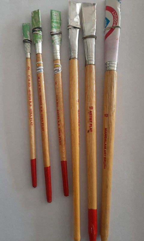 Doat Premium Quality Kalam Brush Set of 6 (2,4,6,8,10,12)  (Set of 6, Yellow)