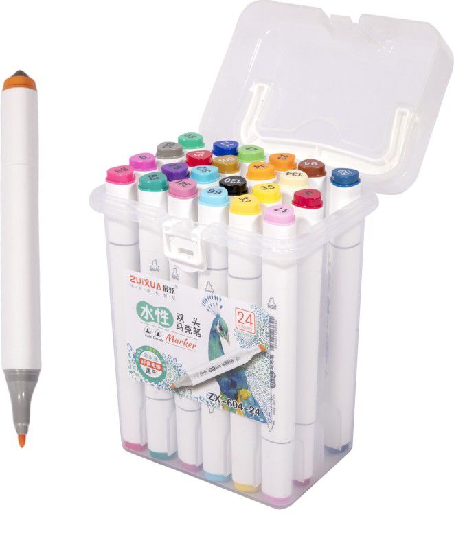 WISHKEY Calligraphy pens Broad & fine Nib Sketch Pens  (Set of 1, Multicolor)