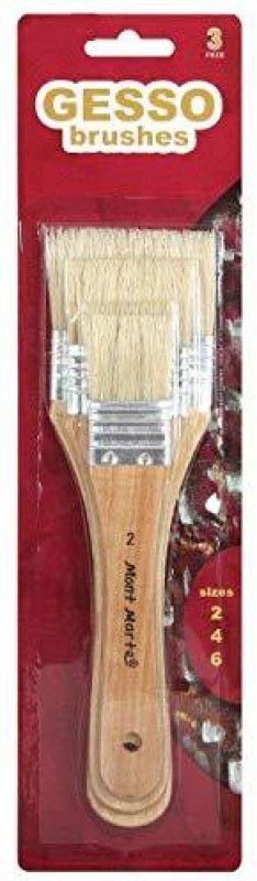 Paaroots GESSO Brushes Painting Brushes Set of 3 PCS Can be used With Oil Paints , Acrylics , Gouache  (Beige)