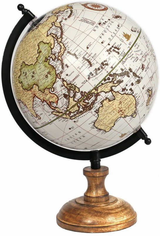 FIDDATO Educational Geography Antique Globe (White) Desk & Table Top Political World Globe  (Large White)