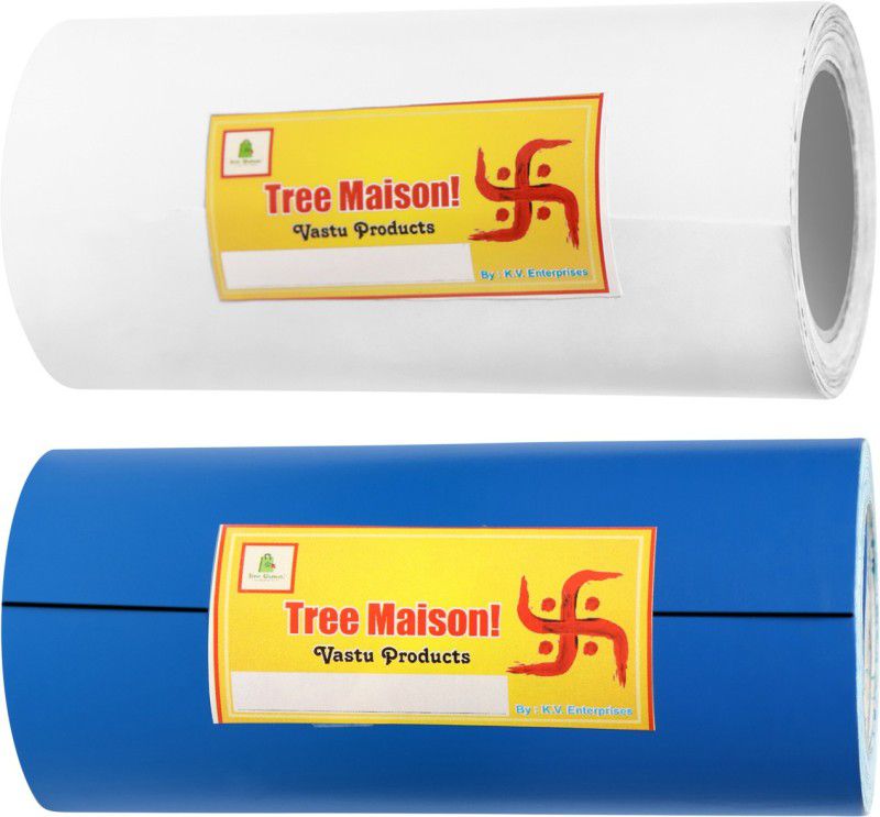 TREEMAISON Vinyl Tape For Vastu Correction , Toilet , Mahavastu Remedy (White-Blue ,Pack-2) Drafting Tape  (3 inch x 10 ft)
