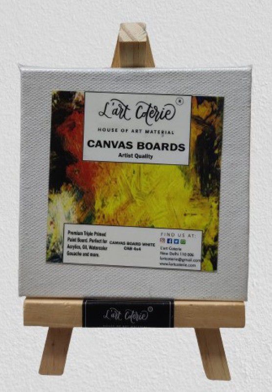 L'art Coterie Canvas board Cotton Medium Grain Primed Canvas Board (Set of 4)  (White, Wood)