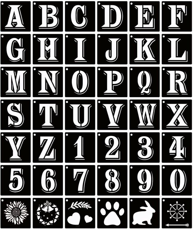 DEQUERA 2.5 Inch Letter Stencils Symbol Numbers Craft Stencils, 42 Pcs Reusable Plastic Alphabet Templates for Painting on Wood, Wall, Fabric, Rock, Glass,Chalkboard, S ignage, DIY Art Projects Stencil  (Pack of 1, Larger Letter Stencil)