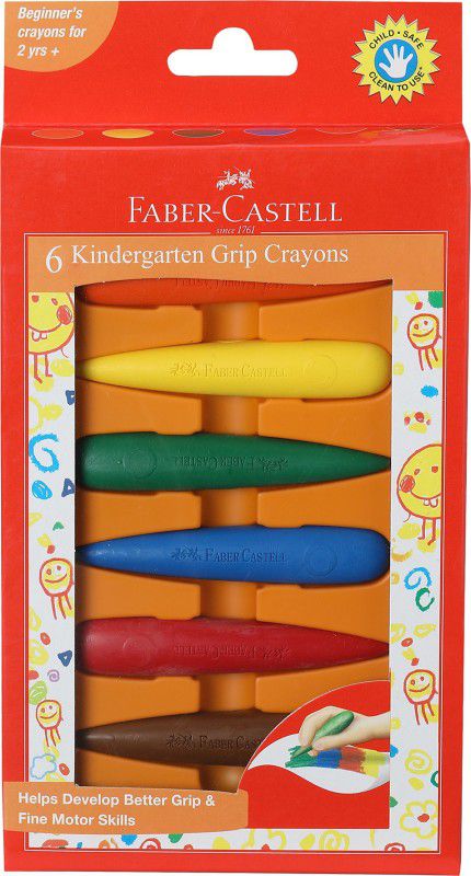 FABER-CASTELL 6 Kindergarten Grip Crayons  (Assorted)