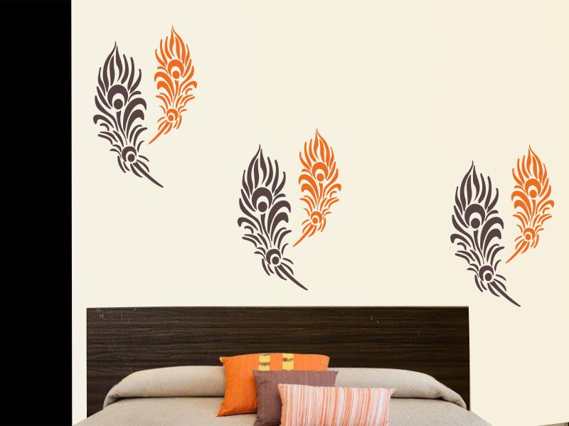 Arhat FEATHER E-311 GLOSSY PVC Stencil  (Pack of 1, DESIGNER MOTIFF)