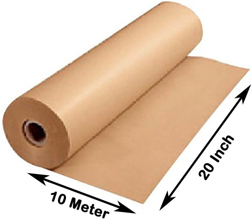 MM WILL CARE GOLDEN CRAFT PAPER Unruled 20 Inch X 10 Meter 150 gsm Paper Roll  (Set of 1, Brown)